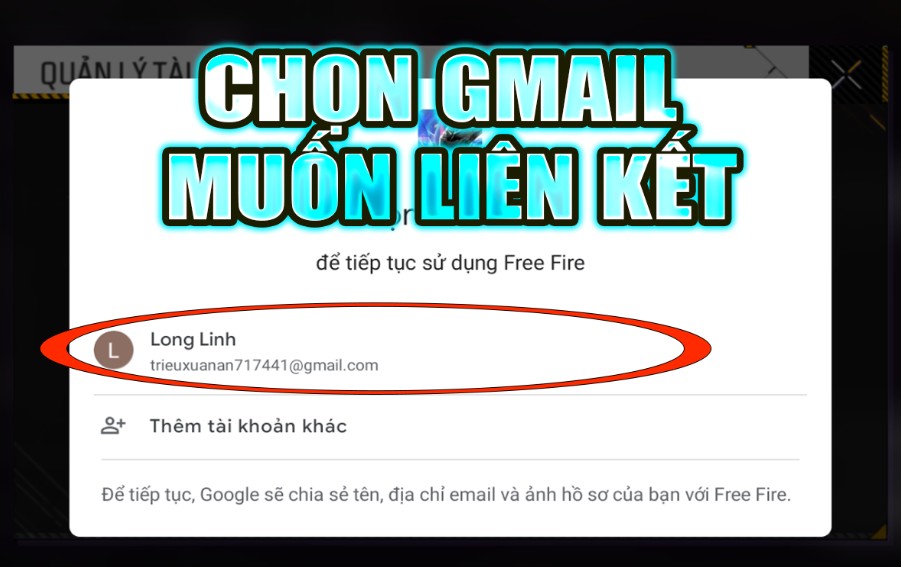 chọn t&agrave;i khoản Gmail bạn muốn li&ecirc;n kết.
