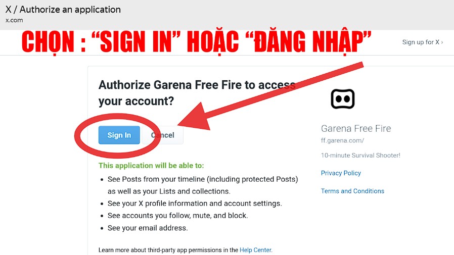 chọn đăng nhập để tiếp tục