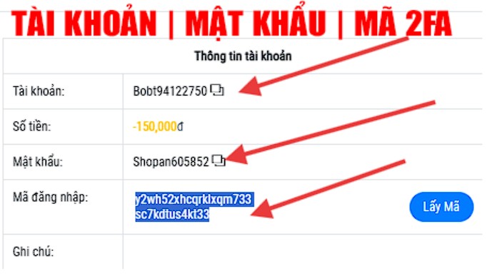 Kiểm tra T&agrave;i khoản | Mật khẩu | M&atilde; 2FA (nếu c&oacute;) trong lịch sử đơn h&agrave;ng.