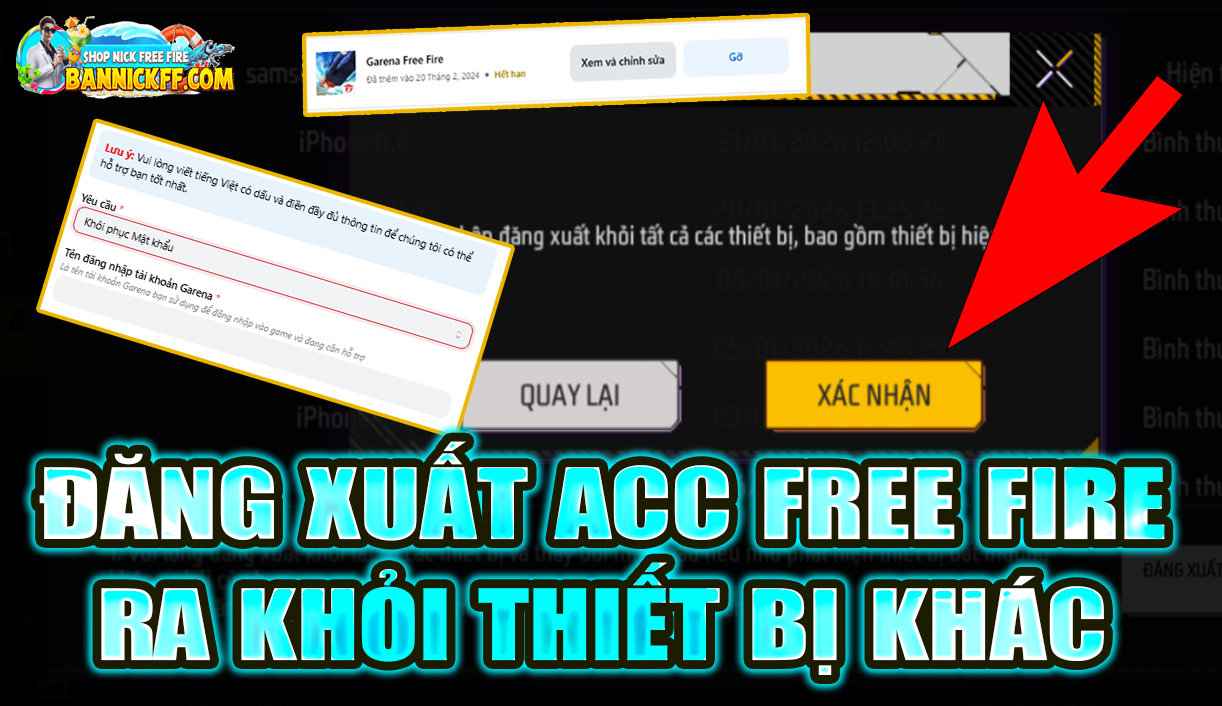 Hướng dẫn đăng xuất nick Free Fire ra khỏi máy khác