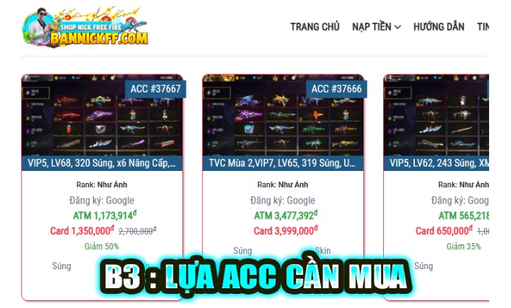 Chọn v&agrave; Mua Acc