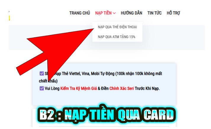 Nạp tiền qua card viễn th&ocirc;ng viettel vina mobi