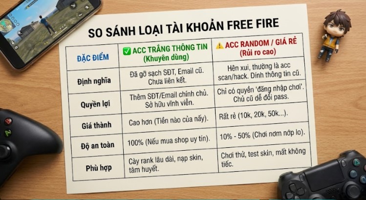 Phân Biệt Acc Free Fire " sạch” và acc cộng đồng :