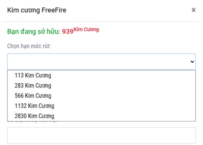 Chọn g&oacute;i kim cương muốn r&uacute;t 