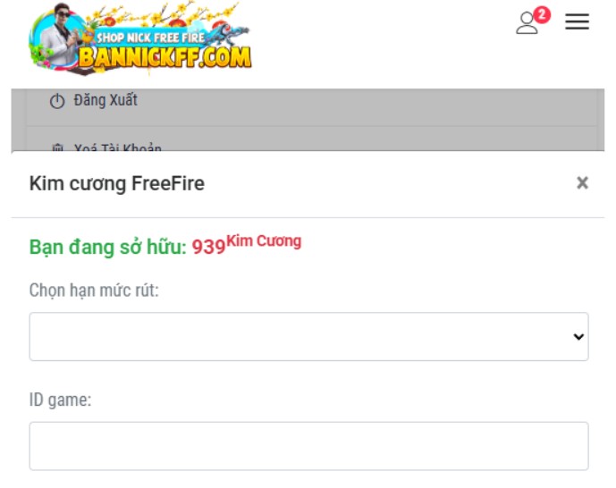 Đăng nhập v&agrave; kiểm tra số kim cương đang c&oacute;