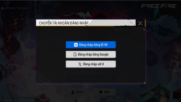 Bước 1: V&agrave;o Free Fire chọn đăng nhập bằng google 