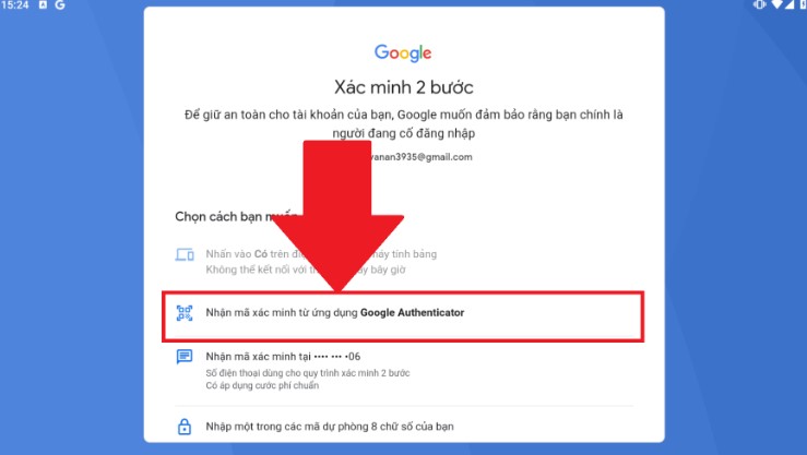 Bước 3: Nhận m&atilde; x&aacute;c minh authenticator