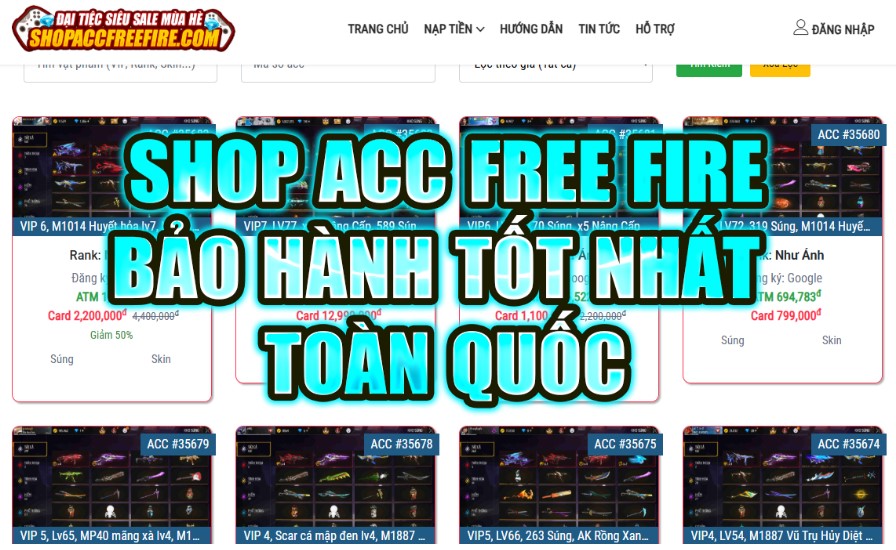 shop acc free fire uy t&iacute;n chất lượng cao