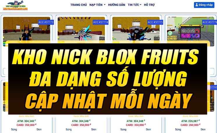 kho acc blox fruits đa dạng số lượng mẫu m&atilde;