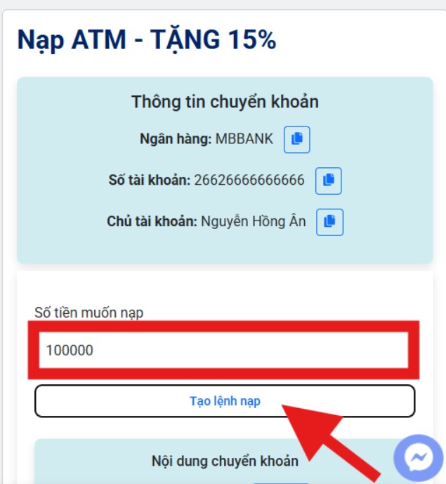 Chuyển Khoản ATM (Khuy&ecirc;n d&ugrave;ng): 