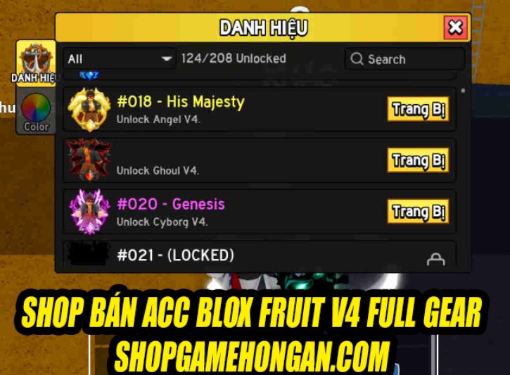 Shop B&aacute;n Acc Blox Fruits V4 Full Gear  
